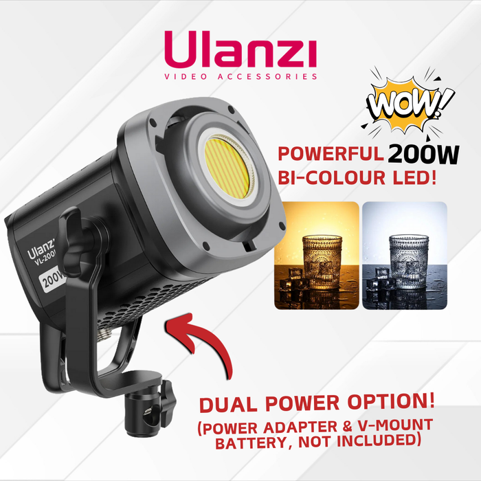 ULANZI VL200Bi 200W Bi-colour V-Mount Video Light