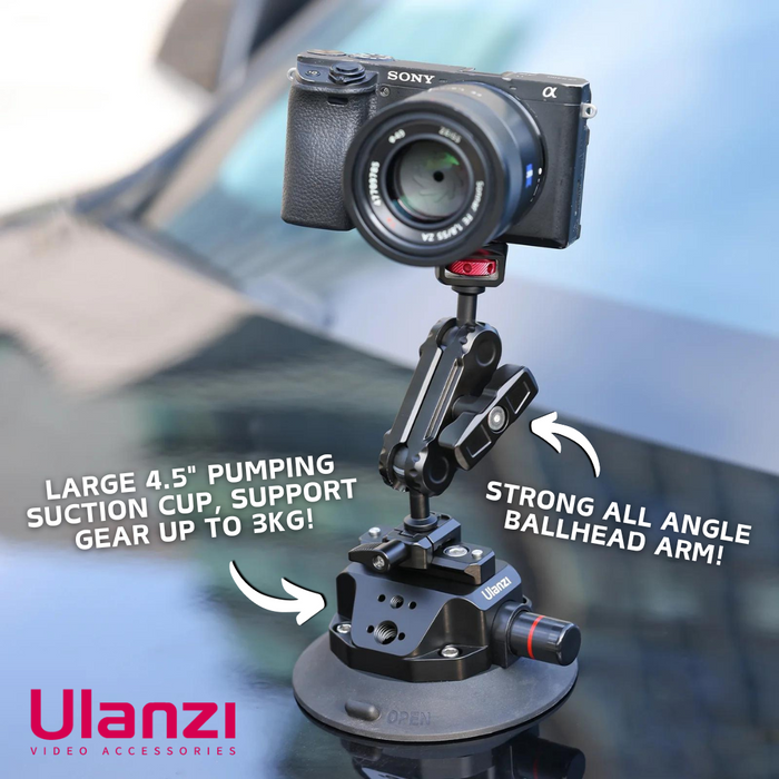 ULANZI SC02 Strong Suction Cup Mount (4.5" Suction Cup, 3kg Load)