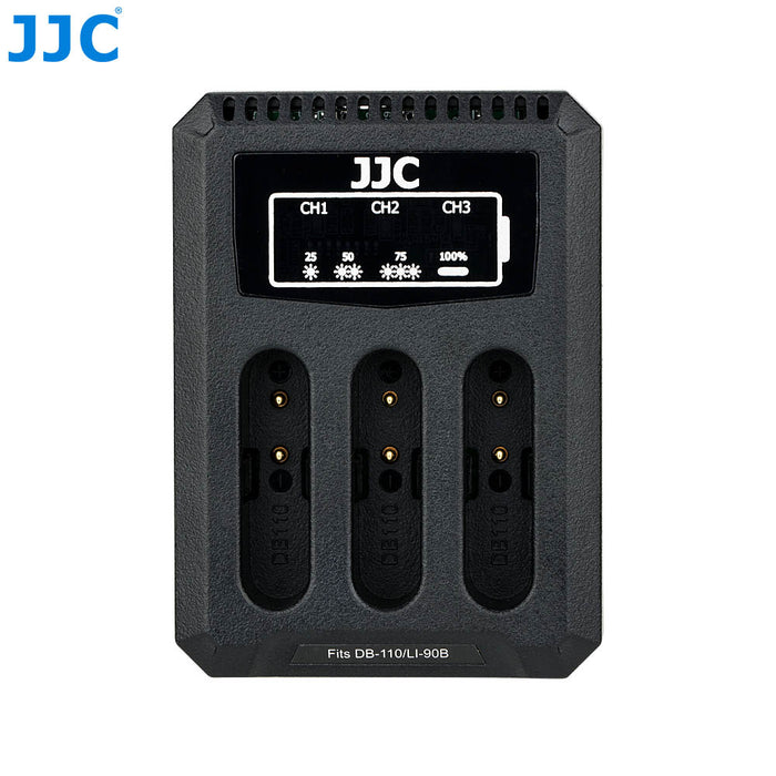 JJC USB Triple Battery Charger for Ricoh DB-110/Olympus LI-90B/JJC B-DB110 (for Ricoh GR III / IIIx)