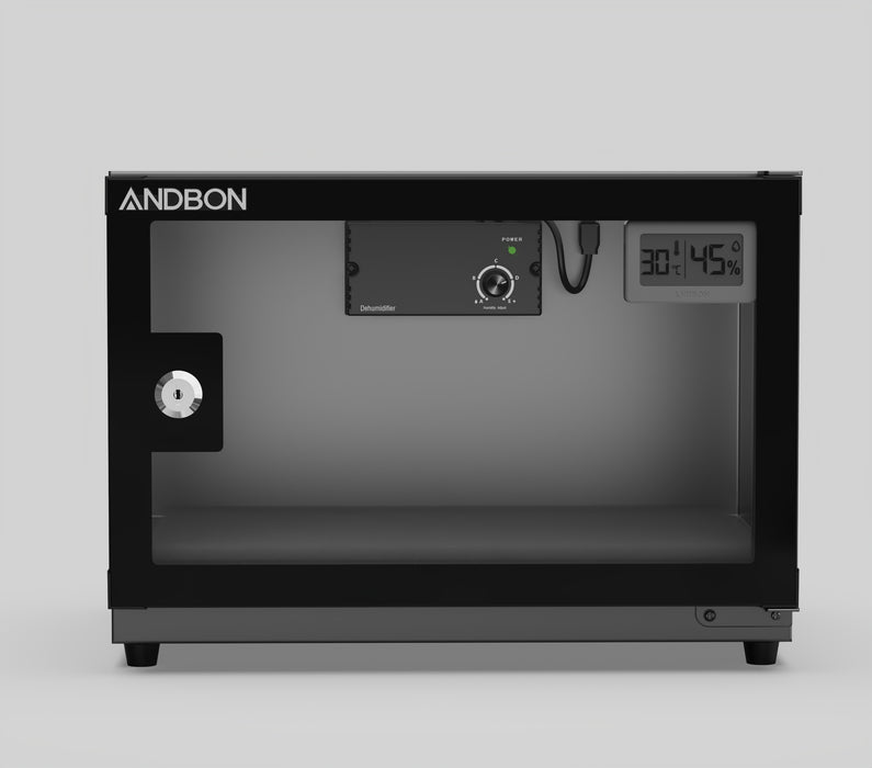ANDBON Dry Cabinet - 21L, Analog Control w/ Digital Display, Key Lock (Sand Black)