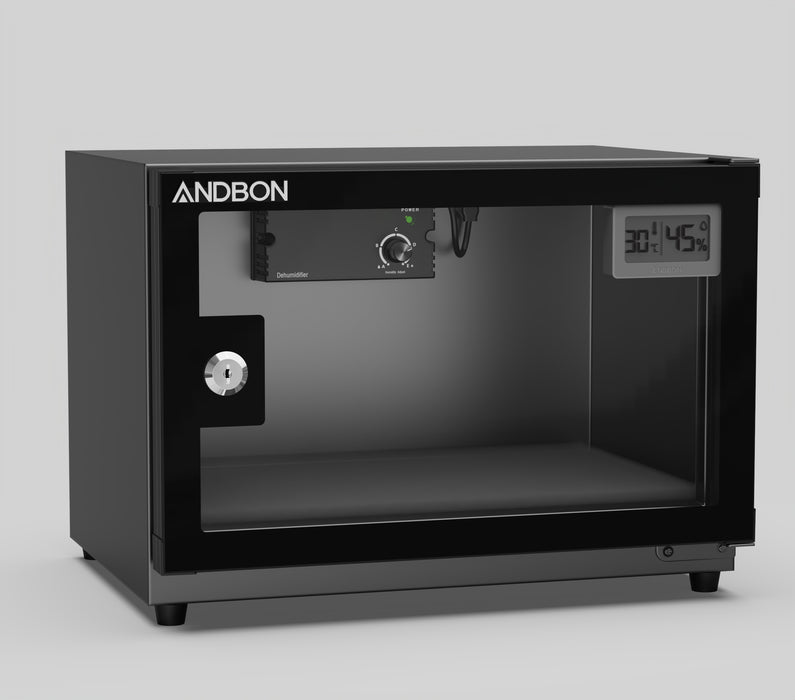 ANDBON Dry Cabinet - 21L, Analog Control w/ Digital Display, Key Lock (Sand Black)