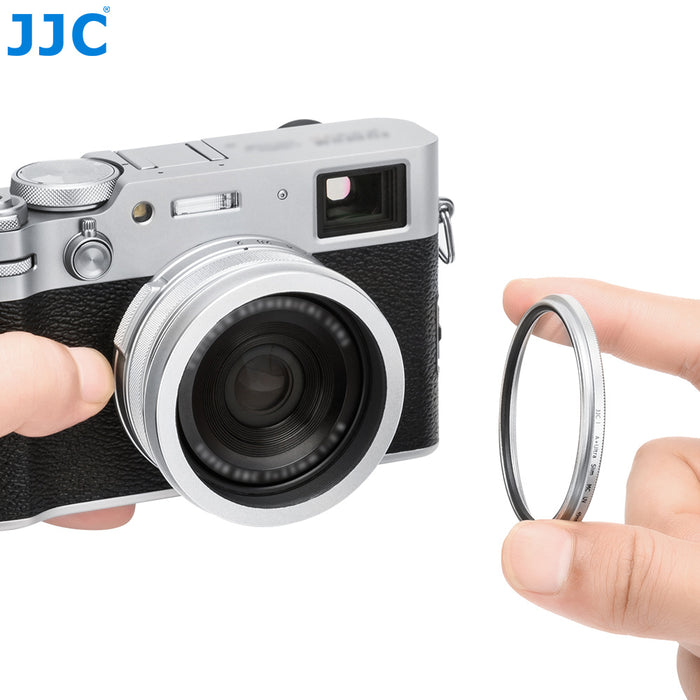 JJC Lens Hood & Filter Adapter Ring for Fujifilm X100VI (Silver)