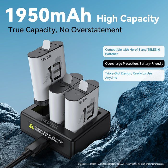 TELESIN Triple Slot Charger for GoPro Hero 13