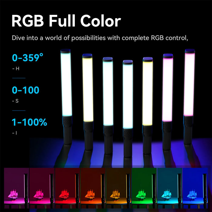 ULANZI VL360 RGB LED Light Stick - 36W, w/ Detachable Barn Door