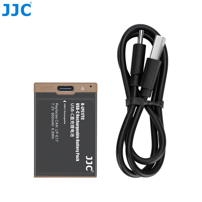JJC Replacement Battery for CAnon LP-E17 with USB-C Charging for Canon EOS RP, Rebel T8i, T7i, T6i, T6s, SL2, SL3, EOS M3, M5, M6 Mark II, 77D, 200D, 750D, 760D, 800D, 8000D