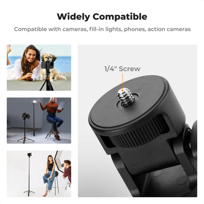 K&F CONCEPT MS24 Portable Adjustable Selfie Stick, Tripod & Light Stand - max height 1.75m, 2 kg max load, with Bluetooth remote