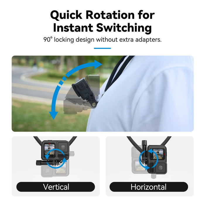 TELESIN Action Camera Neck Holder SE 2.0 w/ 3-Prong Mount) + Magnetic (MagSafe) Phone Mount (Black)