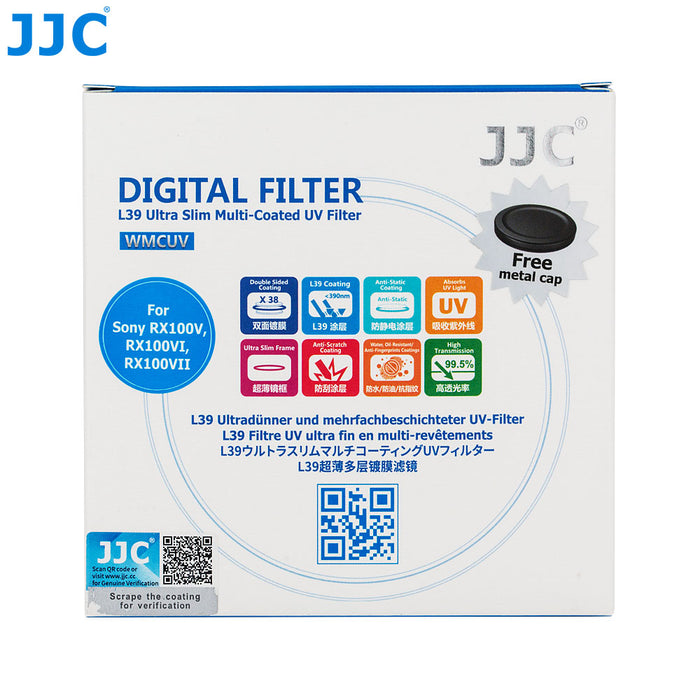 JJC F-WMCUVR6 L39 Ultra Slim Multi-Coated UV Filter for Sony ZV-1, RX100 V/VI/VII and Canon G7X Mark II/III, G5X Mark II