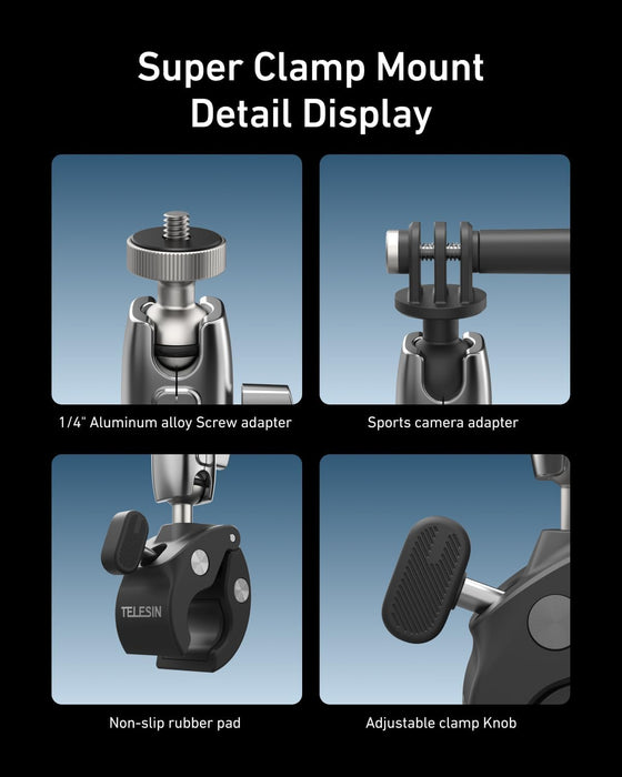 TELESIN Crab Claw Clamp Mount for Action Camera/ Phone