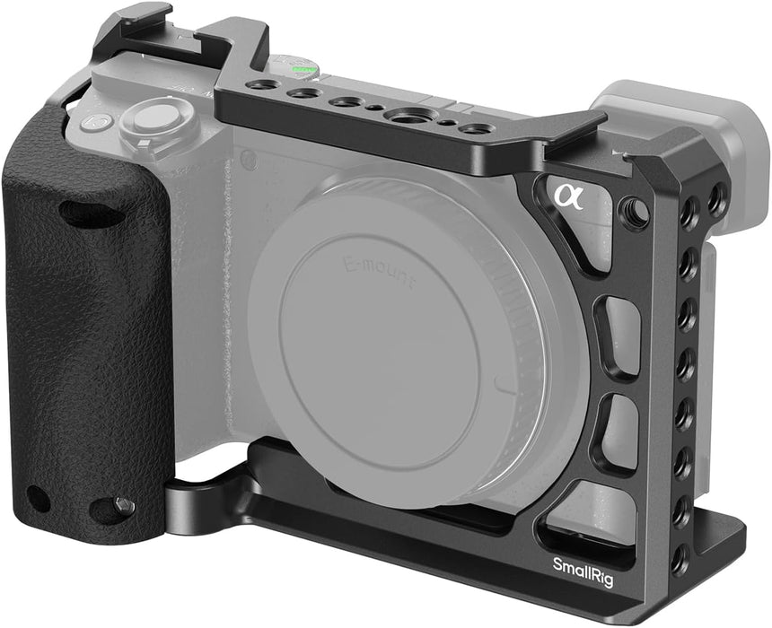 SMALLRIG 3164 Camera Cage w/ Silicone Handgrip & Cold Shoe for Sony a6100, a6300, a6400