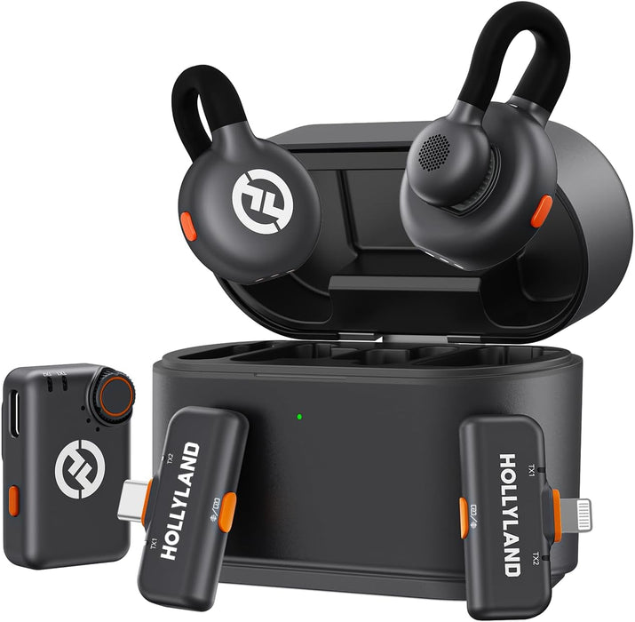 HOLLYLAND LARK M2S Ultimate Combo 2-Person Wireless Microphone System for Cameras and Mobile Devices (2.4 GHz, Space Gray)