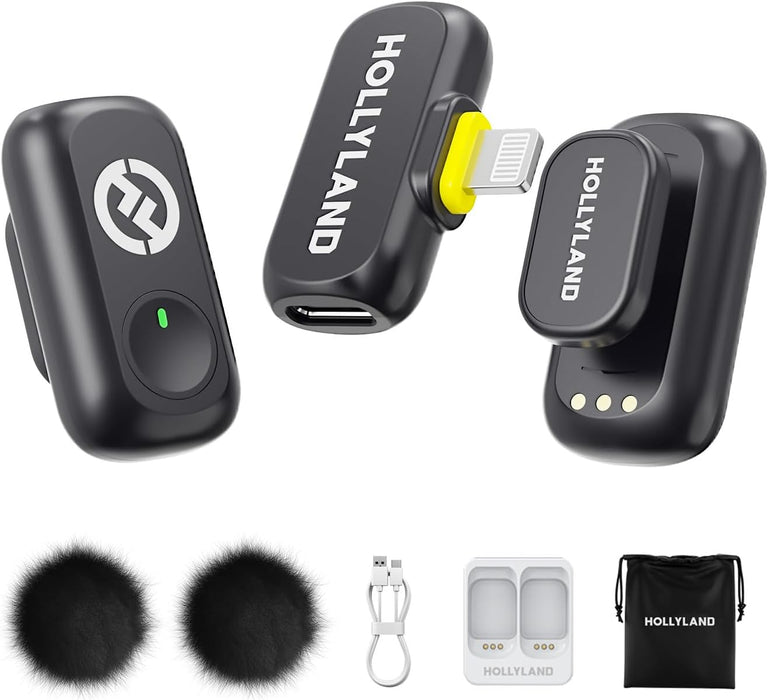 HOLLYLAND LARK A1 Mini Duo 2-Person Wireless Microphone System with Lightning Connector for iOS Devices (Space Gray, 2.4 GHz)