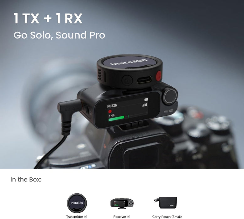 INSTA360 Mic Pro Single (1 TX + 1 RX) (Black)