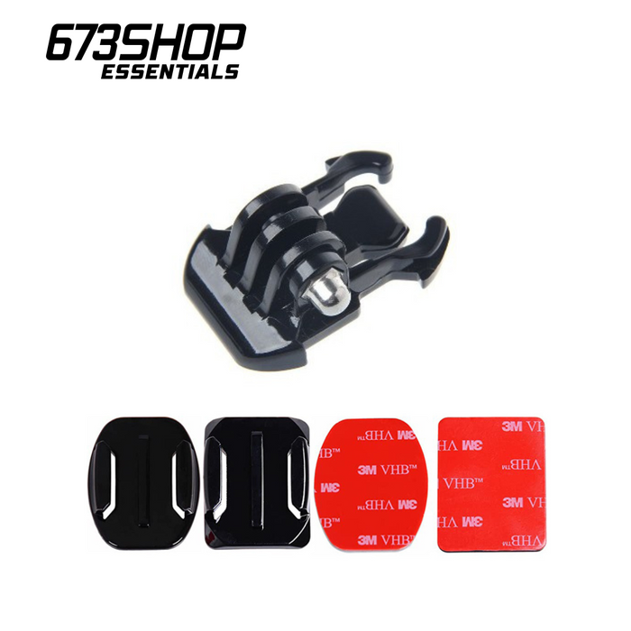 【 673SHOP ESSENTIALS 】Quick Release Buckle Clip with Bases (2 PCS) with 3-Prong Adapter and for Action Cameras (GoPro, Insta360, DJI)