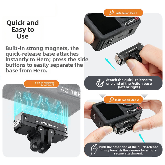 OEM (Generic) Metal Magnetic Quick Release Mount for DJI Osmo Nano/ 360/ Action 5 Pro/ Action 4/ Action 3