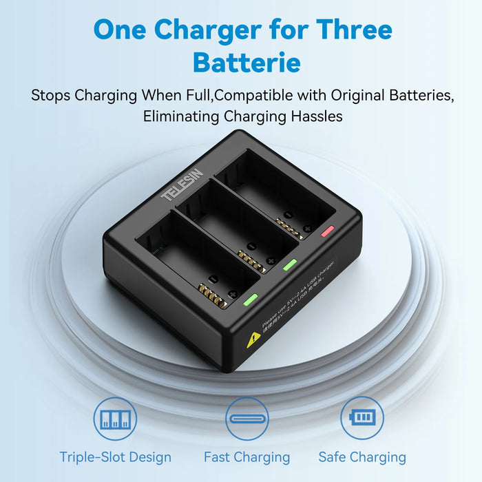 TELESIN Triple Slot Charger for GoPro Hero 13