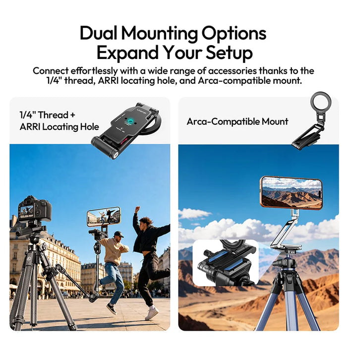 MA67 1/4 thread, ARRI and Arca mounting