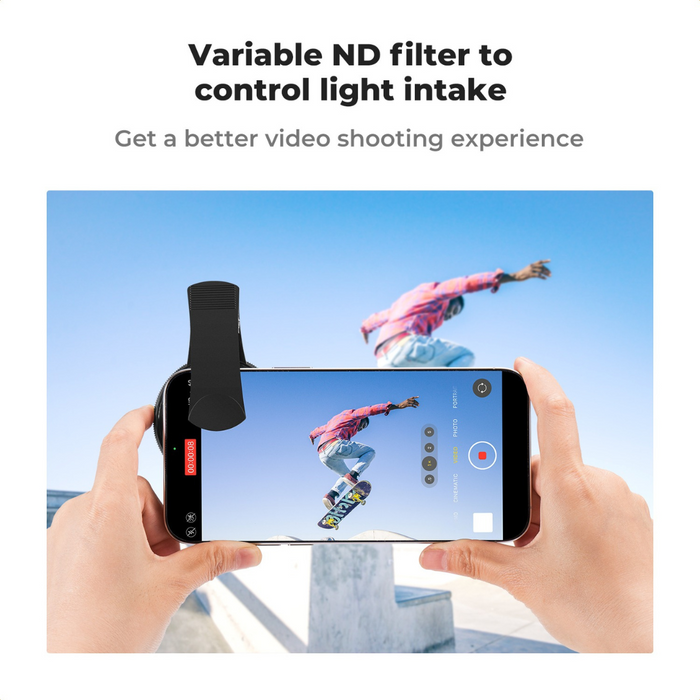 K&F CONCEPT 52mm Clip-on Filter Holder for Mobile Phone w/ ND2-ND400 Filter