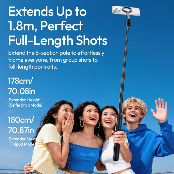 ULANZI SK21 Auto-Open 2-in-1 Selfie Stick + Tripod w/ 4 Legs - Magnetic Mount