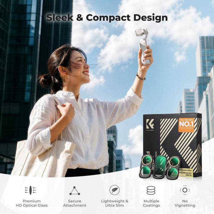 K&F CONCEPT CPL + Black Diffusion 1/4 + ND2-32 Filters for Insta360 Luna Ultra