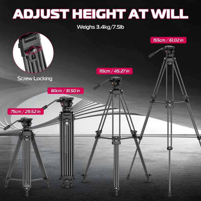 ULANZI MT-81 Aluminum Heavy-Duty Video Tripod with Fluid Head