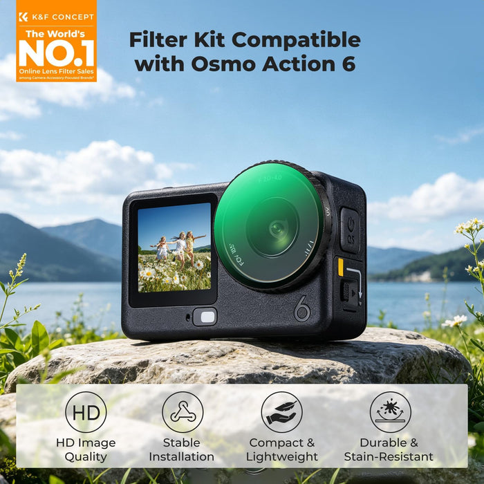 K&F CONCEPT ND4-32 + CPL + UV Snap-on Filters for DJI Osmo Action 6
