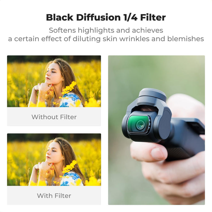 K&F CONCEPT CPL + Black Mist 1/4 + Variable ND2-ND32 + Wide-Angle Lens Filter & Lens Set for DJI Osmo Pocket 3/ 4