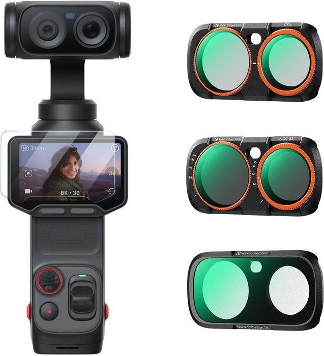 K&F CONCEPT CPL + Black Diffusion 1/4 + ND2-32 Filters for Insta360 Luna Ultra