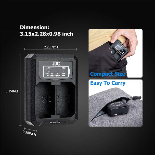 JJC DCH-FZ100TC USB-C Dual Battery Charger for Sony NP-FZ100