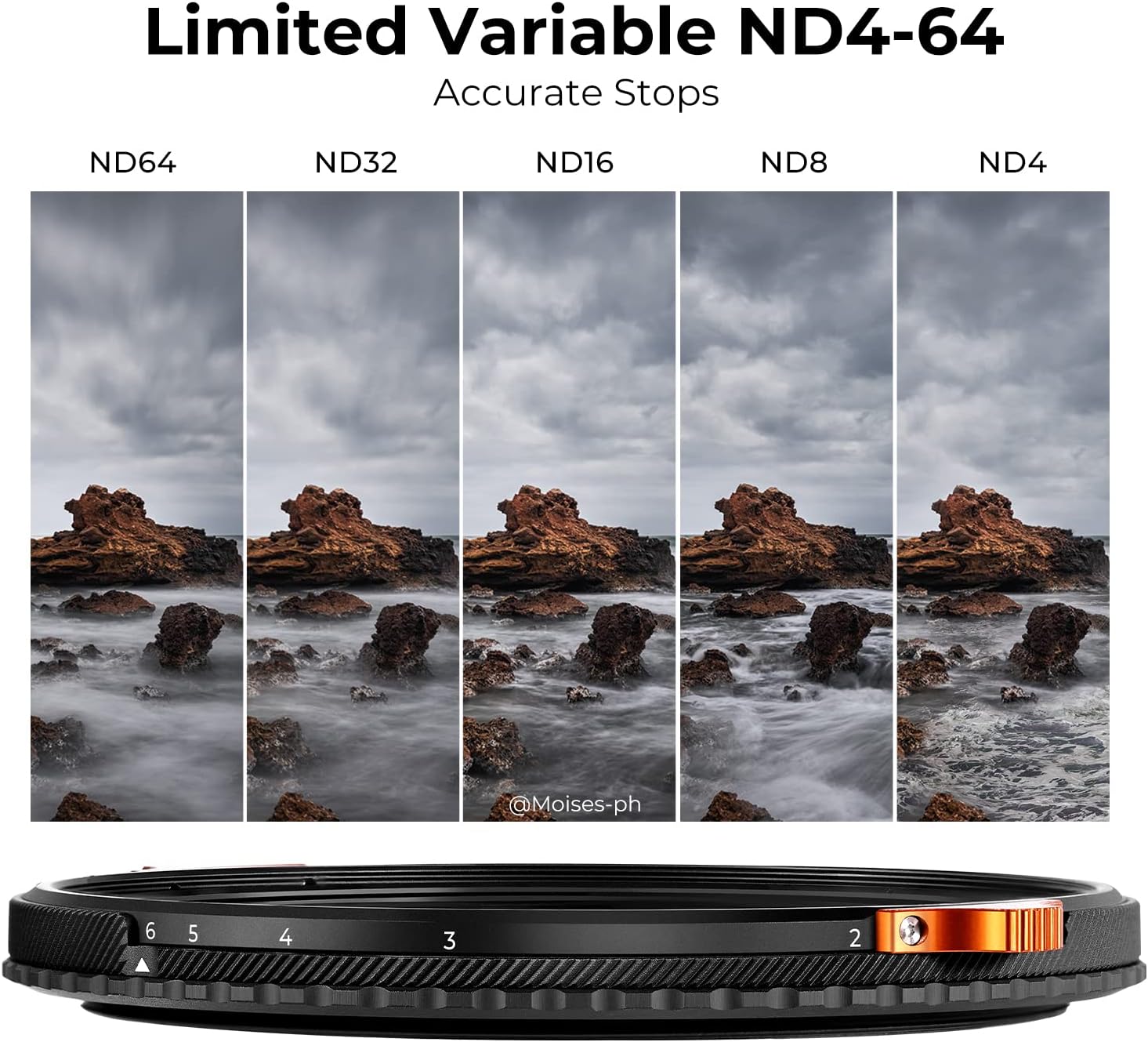 K&F Concept Filtro ND CPL variable de 82 mm, ND4-ND64 y polarizador CPL polarizador circular