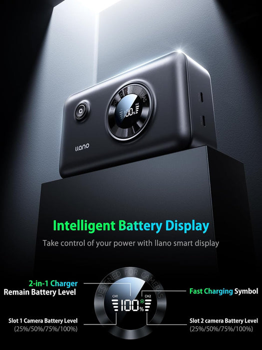 LLANO 2-in-1 Charging Case w/ built-in 12400mAh power bank for Sony NP-FZ100