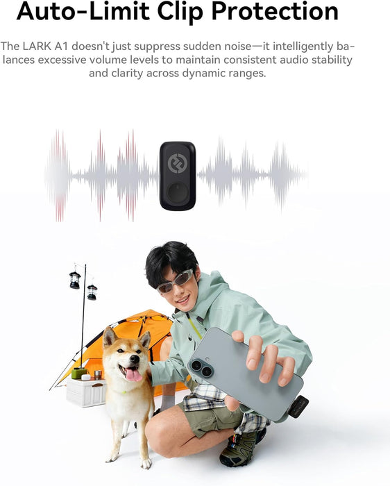 HOLLYLAND LARK A1 Mini Duo 2-Person Wireless Microphone System with Lightning Connector for iOS Devices (Space Gray, 2.4 GHz)