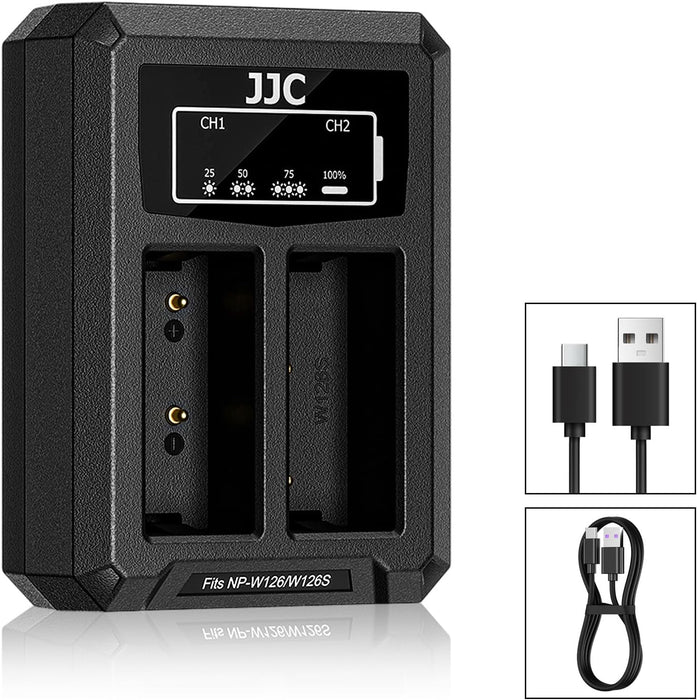JJC DCH-W126TC USB-C Dual Battery Charger for Fujifilm NP-W126