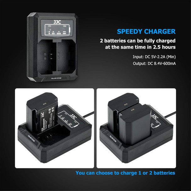 JJC DCH-FZ100TC USB-C Dual Battery Charger for Sony NP-FZ100