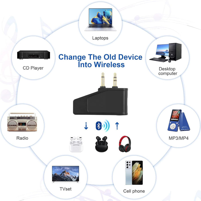 OEM (Generic) Airplane (2-pin) Bluetooth Transmitter Adapter