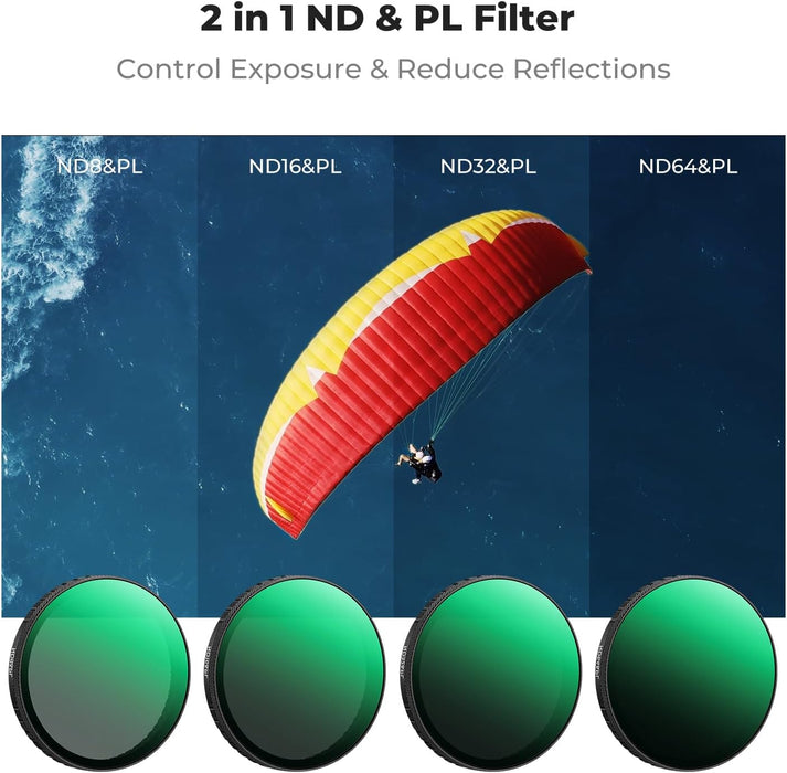 K&F CONCEPT 2-in-1 ND 8/ ND 16/ ND32/ ND 64) w/ PL Filter Set for DJI Osmo Action 6