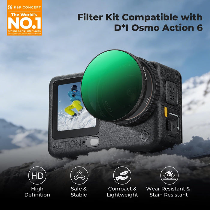 K&F CONCEPT 2-in-1 ND 8/ ND 16/ ND32/ ND 64) w/ PL Filter Set for DJI Osmo Action 6