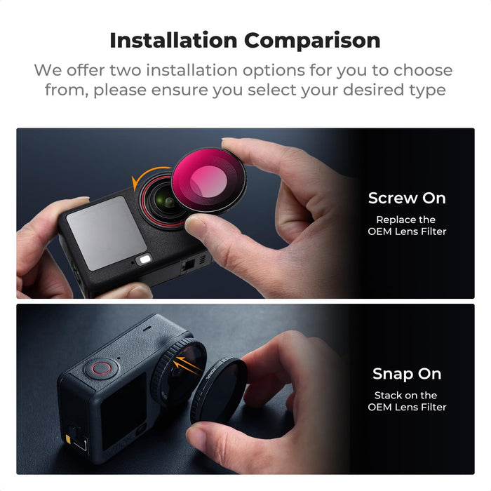K&F CONCEPT 2-in-1 ND 8/ ND 16/ ND32/ ND 64) w/ PL Filter Set for DJI Osmo Action 6
