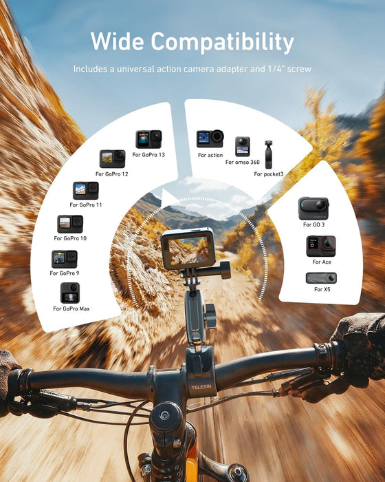 TELESIN Crab Claw Clamp Mount for Action Camera/ Phone