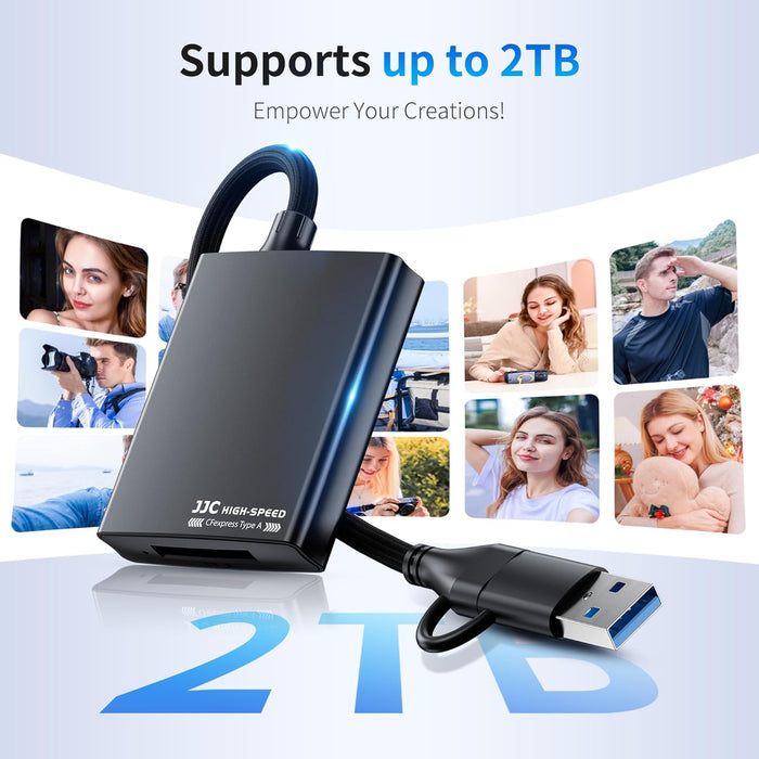 JJC CR-CFA USB 3.2 Gen2 CFexpress Type A Card Reader with USB-A & USB-C Plug