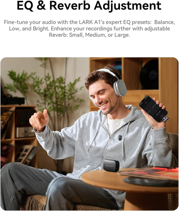 HOLLYLAND LARK A1 Mini Duo 2-Person Wireless Microphone System with Lightning Connector for iOS Devices (Space Gray, 2.4 GHz)
