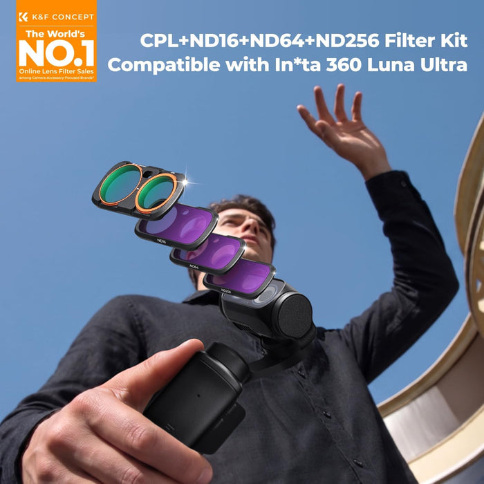 K&F CONCEPT CPL + ND16 + ND64 + ND256 Filters for Insta360 Luna Ultra