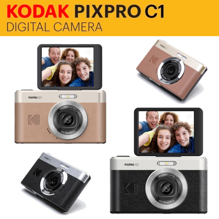 KODAK PIXPRO C1 Digital Camera (Black) -  4x Digital Zoom, 13MP, Flip Screen