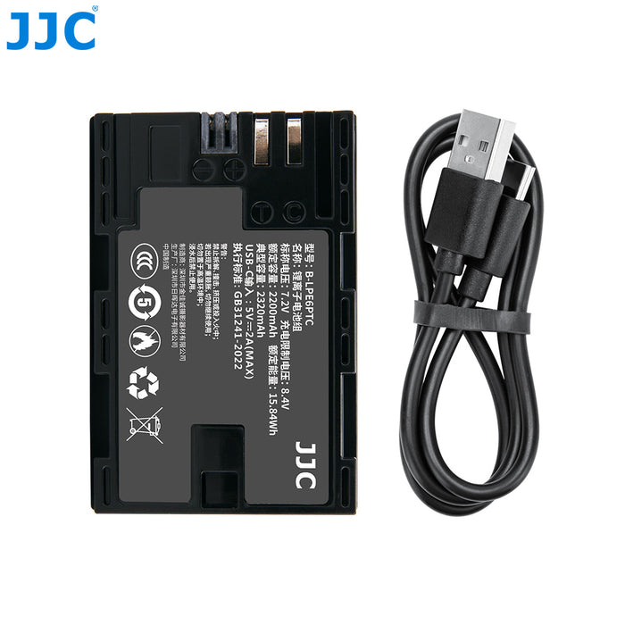 JJC Replacement Battery for CANON LP-E6P with USB-C Charging (compatible with For Canon EOS R5 / R5 II / R6 / R6 II / R7)