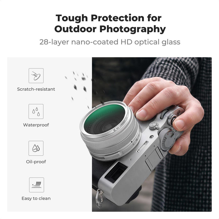 K&F CONCEPT Black Mist 1/4 Filter for Fujifilm X100 Series, adapter ring NOT required (Silver)