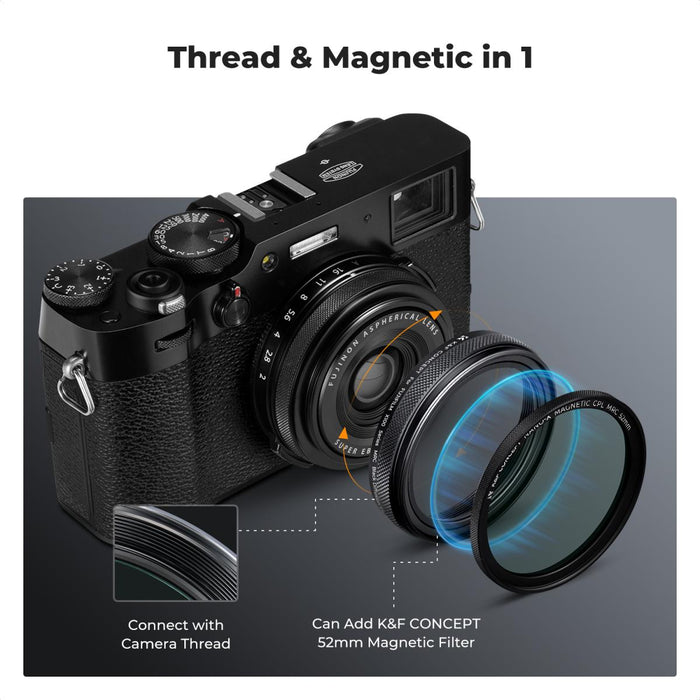 K&F CONCEPT Nano-X Filter for Fujifilm X100VI (X100 Series) - Black Mist 1/4, adapter ring NOT required (Black)