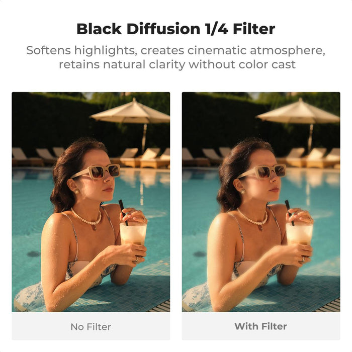 K&F CONCEPT Black Mist 1/4 Filter for Fujifilm X100 Series - adapter ring NOT required (Black)