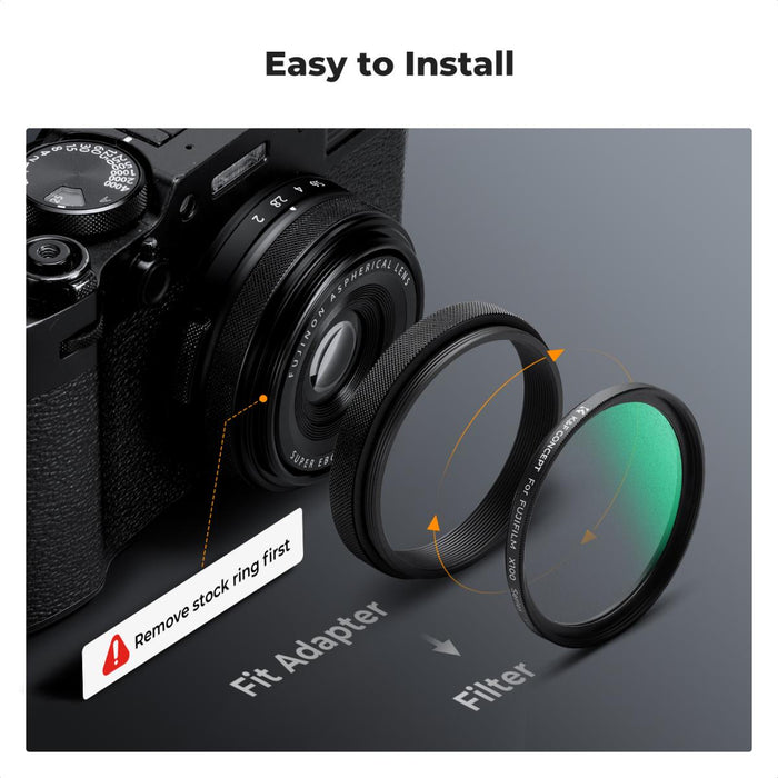 K&F CONCEPT Black Mist 1/4 Filter for Fujifilm X100 Series - adapter ring NOT required (Black)