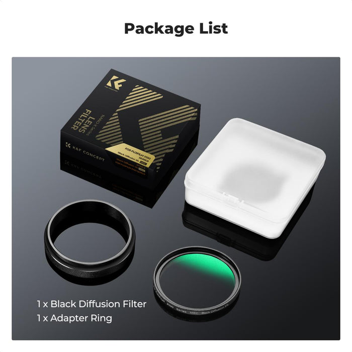 K&F CONCEPT Black Mist 1/4 Filter for Fujifilm X100 Series - adapter ring NOT required (Black)