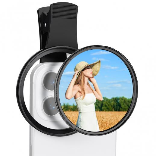 K&F CONCEPT 67mm Filter Holder for Mobile Phone w/ Black mist 1/4 + CPL filter